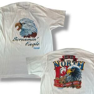 Vintage 1990 Screamin’ Eagle Ride The North Canadian‎ Biker Shirt Size L